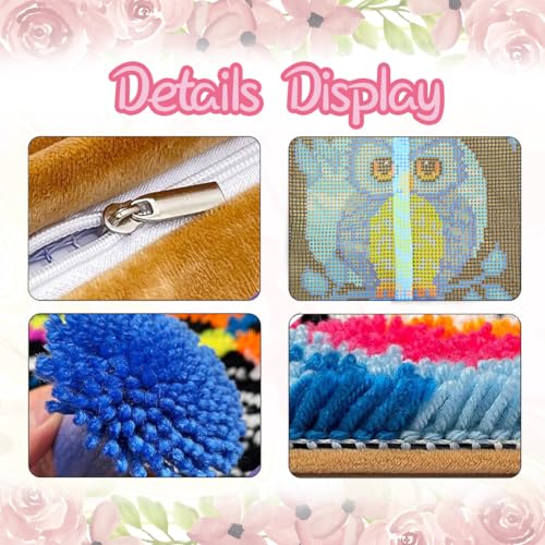 Image of bositigo Cat Latch Hook Pillow Kit for Adults & Kids, DIY Pre-Printed Canvas Craft, 17x17 Inch Decorative Cover for Sofa Cushions, Bedroom Decor (Cat Pattern 41)