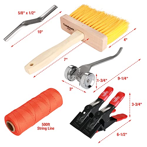 Goldblatt 12PC Masonry Hand Tool Set Organized in Tool Bag - Philadelphia/Pointing/Margin/Tuck Pointing Trowel, Skate Wheel Joint Raker, Convex Brick Jointer, String Line & Jag-clamp, Masonry Brush - Image 3