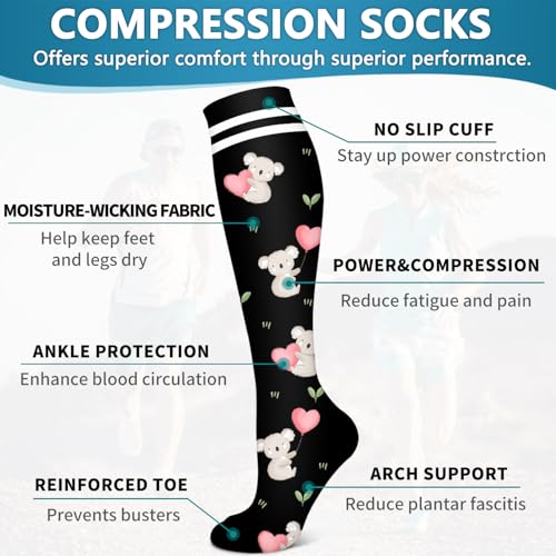 Image of 6 Pack Copper Compression Socks for Women and Men Circulation-Best Support for Medical,Running,Nursing,Athletic