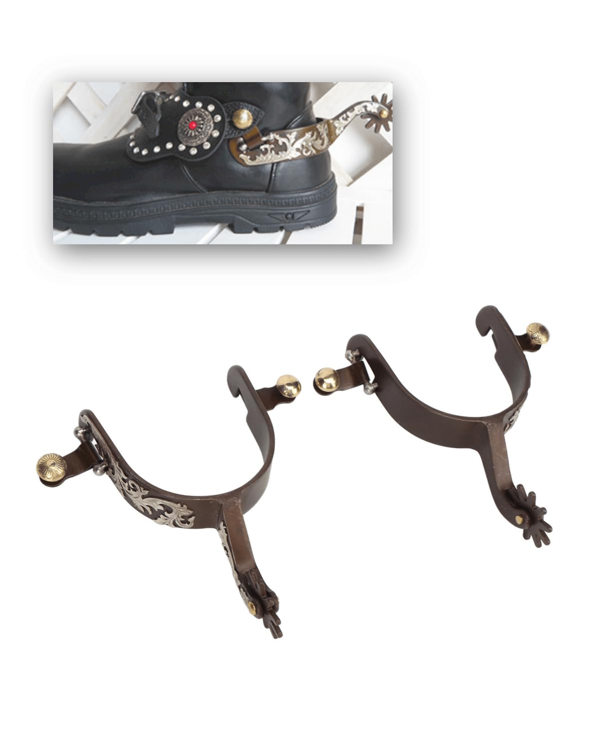 Hapividda 2pcs Western Cowboy Spurs, Bronzo Vintage in Bronzo in Bronzo a Basso Contenuto di Carbonio a Cavallo con Attrezzatura a Turno per Cavallo per Appassionati di equestri