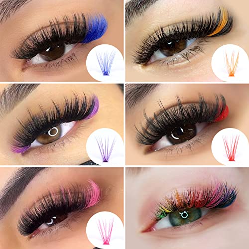 Colored Lash Clusters Extension Diy Individual Lashes Colorful Eyelash Clusters Lashes That Look Like Extensions Colored 100Pcs Mixed D Curl Lash Extensions Color Lashes Diy At Home #TOP1