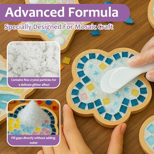 Image of 1DFAUL 200g Mosaic Crystal Grout for Crafts, Direct caulking (White) | High Color Contrast, Mosaics Tile Tools, Suitable for Mosaic Tiles, DIY Craft Projects