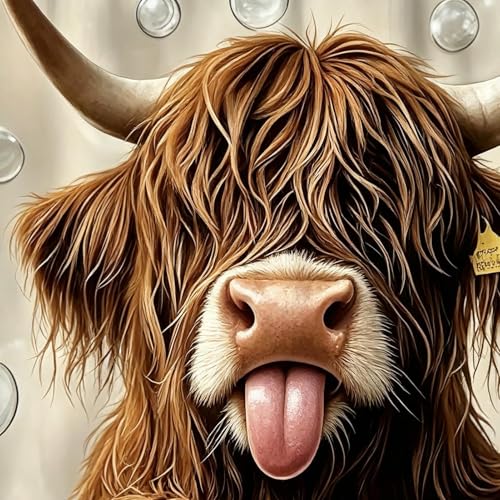 Rideau de douche vache en tissu imprimé rustique durable pour salle d'eau - 7