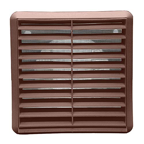 Kair Brown Louvred Wall Vent Grille 155mm External Dimension with Flyscreen and Round 100mm - 4 inch Rear Spigot - 2