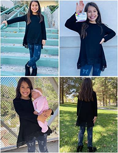 Image of Arshiner Girls Tunic Tops Casual Basic Loose Soft Swing Pullover Long Blouse T-Shirt Tee