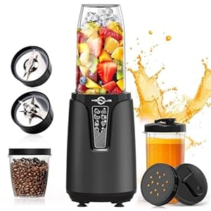 Portable Blender for Shakes and Smoothies, 850W Personal Blenders for Kitchen, 6 Blades Smoothie Blender with Grinder, 2 * 20oz To-Go Cup,17 Pieces Countertop Blender for Fruit Protein Drink Baby Food