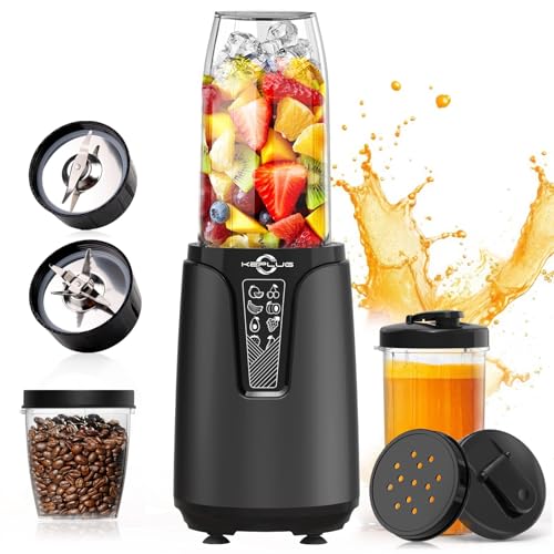 Portable Blender for Shakes and Smoothies, 850W Personal Blenders for Kitchen, 6 Blades Smoothie Blender with Grinder, 2 * 20oz To-Go Cup,17 Pieces Countertop Blender for Fruit Protein Drink Baby Food