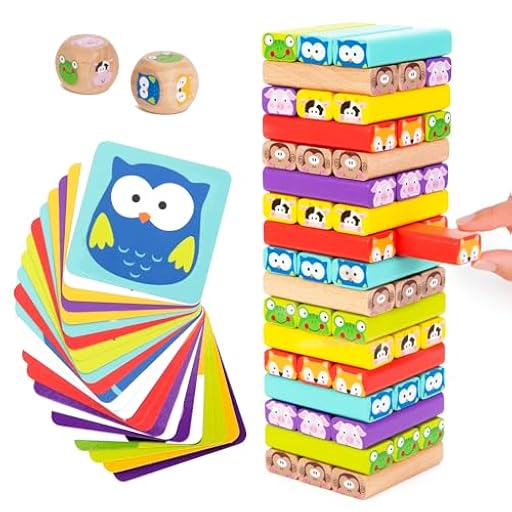Nene Toys Torre de Bloques Infantil de Madera 4 en 1 con Colores y Animales – Juego de Mesa Familiar Educativo para Niños Niñas de 3 a 9 años – Regalo para Compartir Entre Padres e Hijos | Ya disponible en tu tienda friki favorita! En mundofriki.es!