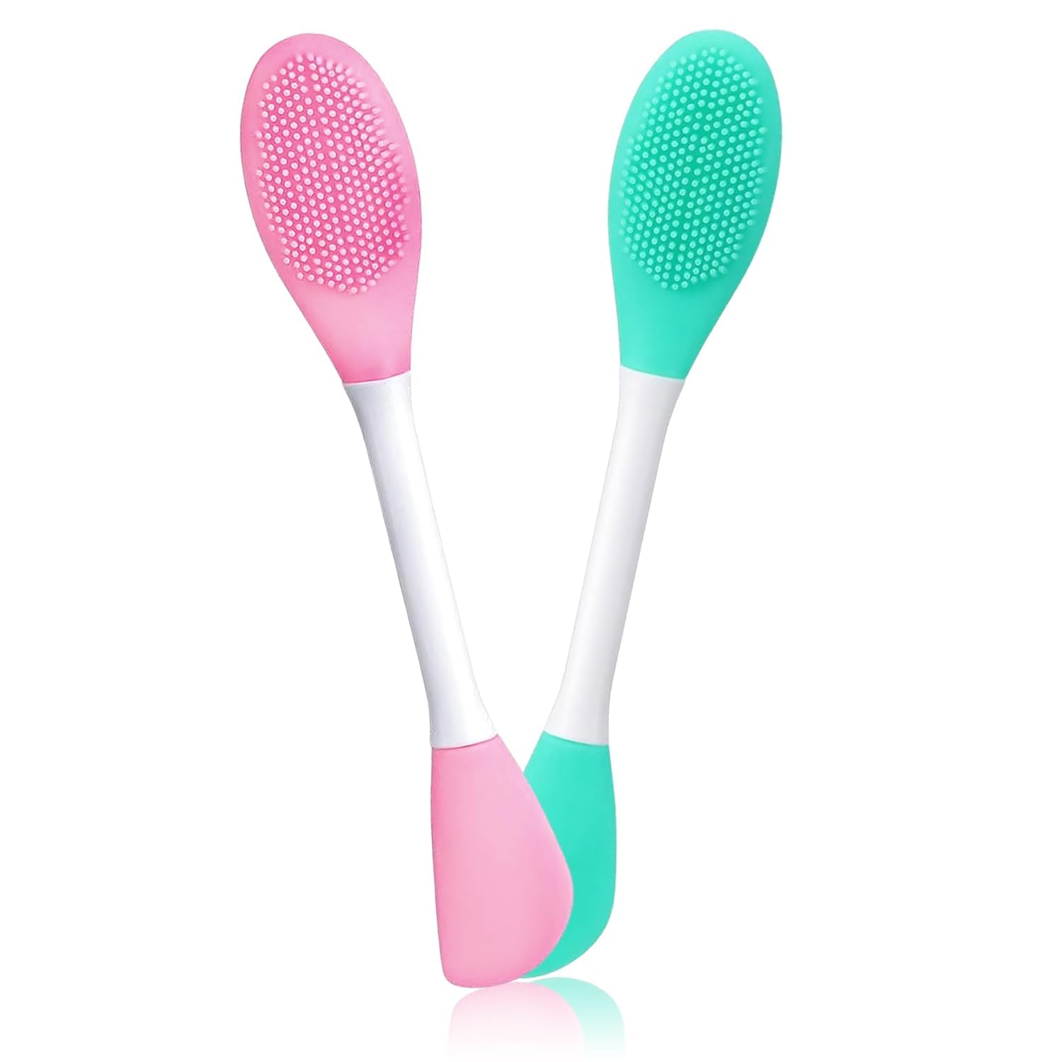 2 in 1 Face Mask Applicator Spetula & Lip Facial Cleansing Brush, Pack of 2 Made with Hygienic Soft Silicone Bristle For Gentle Exfoliation-image-21