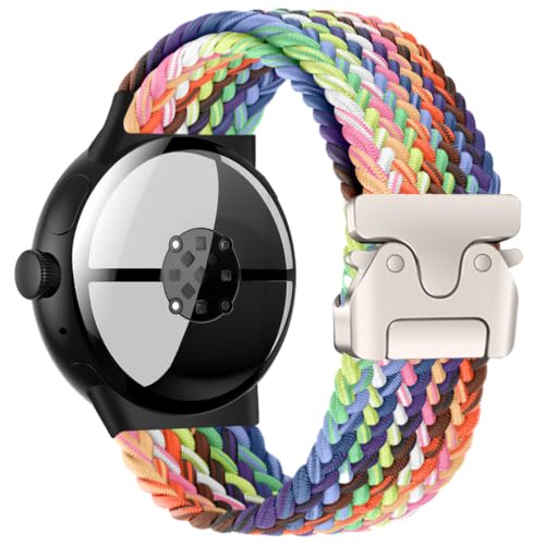 Image of Yeahxing Band for Pixel Watch 4 /3 /2 /1 Band - Stretchy Nylon Braided Bands for Google Pixel Watch 41mm 45mm, Fit 6.8-10.2 inch Adjustable Wristband with Parachute Buckle for Men Women