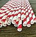 Red Stripe Paper Straws - Valentine Party Supply - 7.75 Inches - 50 Pack - Outside the Box Papers Brand