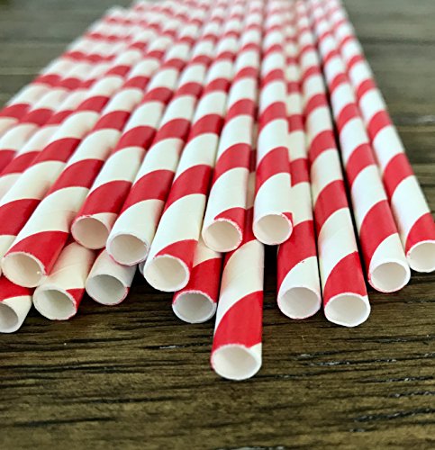 Pitillos de Papel Rojo y Blanco 7.75 Pulgadas x50 miniatura 7