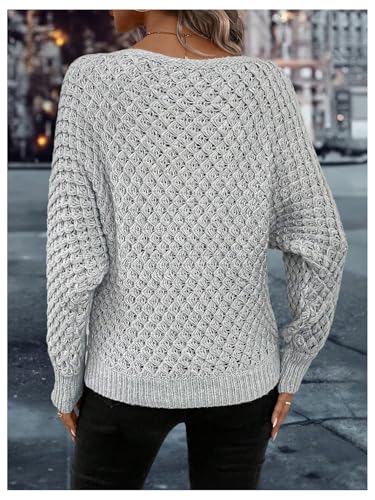 MakeMeChic Women's Textured Boat Neck Long Sleeve Loose Fit Casual Pullover Sweater Knit Tops2