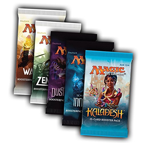 Magic the Gathering MTG Welcome Geschenk Set - 5x Booster Pack Kaladesh Düstermond Schatten über Innistrad Eid der Wächter und Kampf um Zendikar - Deutsch