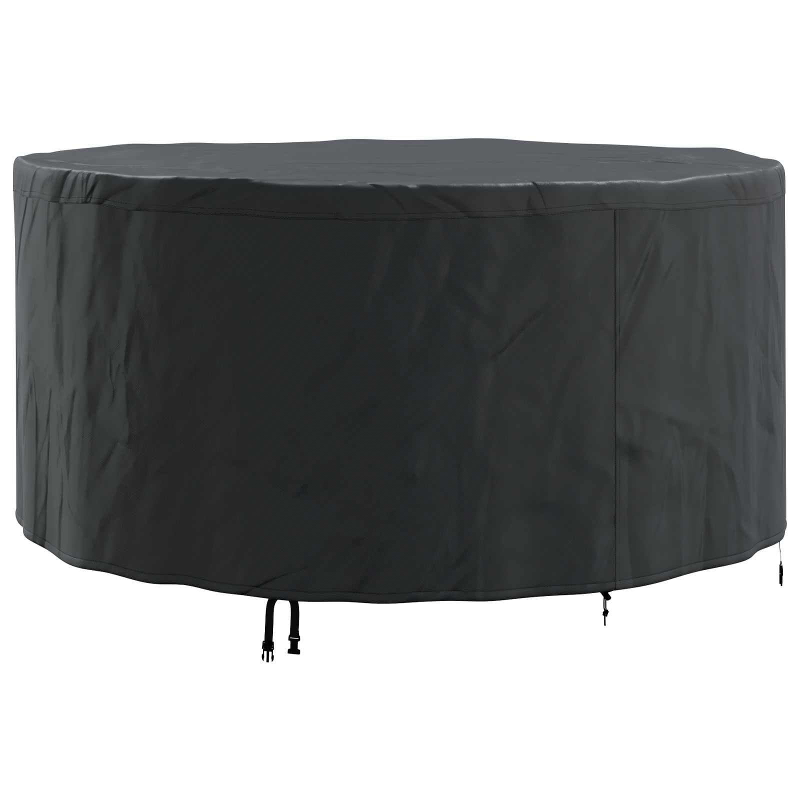 Knerpwd 420D Oxford Fabric Black Round Furniture Cover 182X182x71cm Waterproof Patio Cover With Snap Closure And Storage Bag