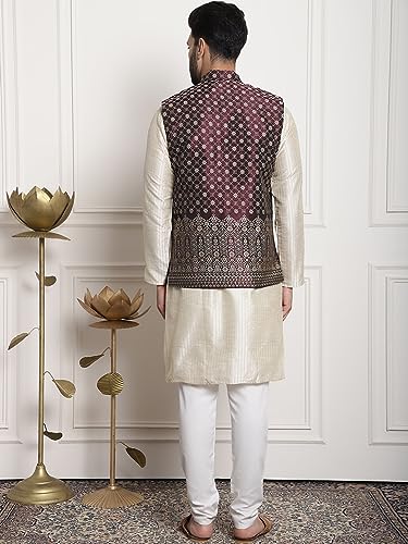 Sojanya (Since 1958 Men'S Silk Blend Kurta And Pyjama With Nehru Jacket4