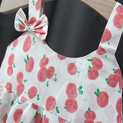 Vestido infantil para bebês meninas, verão, boêmio, floral, com alças, babados, sem mangas, casual,