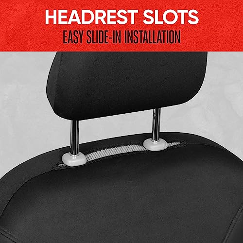 Image of Motor Trend SpillGuard 2 Black Seat Covers for Cars & Seat Covers for Trucks - Neoprene Lining Waterproof Car Seat Covers Front Seats Only - SUV Seat Covers Protector - Forros para Asientos de Carro