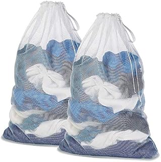 DoGeek Mesh Laundry Bag - White Wash Bag - Washing Bags for Washing Machine Large Laundry bags Laundry Net (Size:60 x90cm) (4 pcs, White) (1 Pcs, White) (2 Pcs, White)