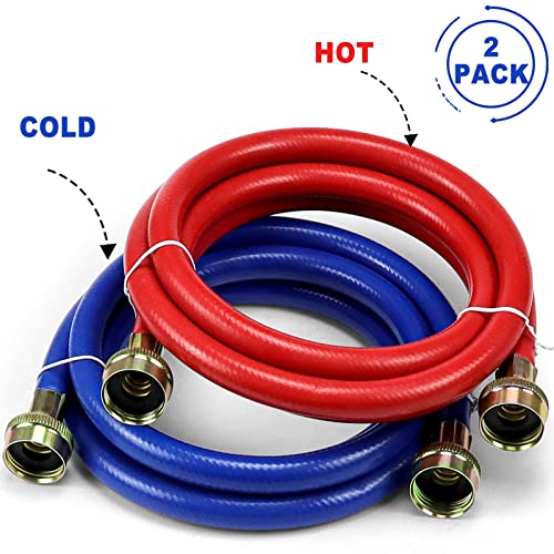 Fetechmate R-HOSE 2 Pack Rubber 6Ft Washing Machine Hoses Burst Proof Red And Blue Coded Washer Hoses thumb #2