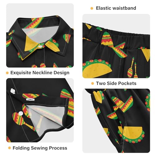 Seamless Cinco De Mayo Mexican Short Sleeve Hawaiian Button Down Shirts and Short Sets for Boys Summer Outfits3