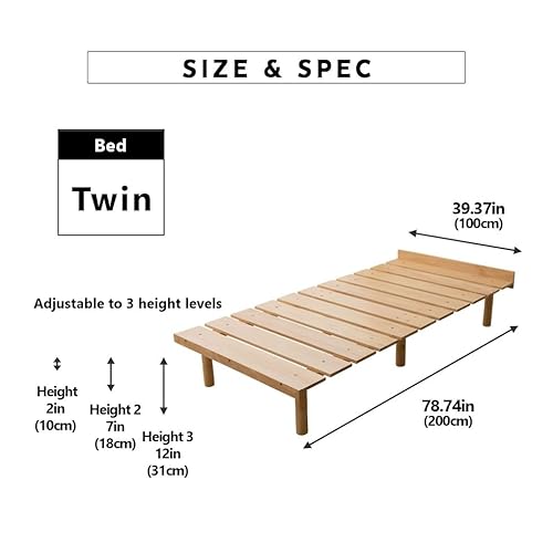 Emoor ZD-B001 Wood Slatted Floor Bed Frame Osmos Twin For Japanese Futon Mattress Solid Pine  thumb #1