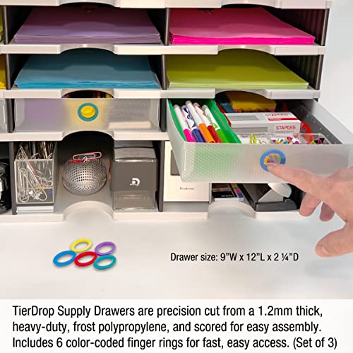 Desktop Organizer 12 Letter Tray Sorter Plus Riser Storage Base & 3 Supply Drawers - Ultimate Office Tierdrop Desktop Organizer Stores All Of Your Documents & Supplies In One Compact Modular System #TOP5