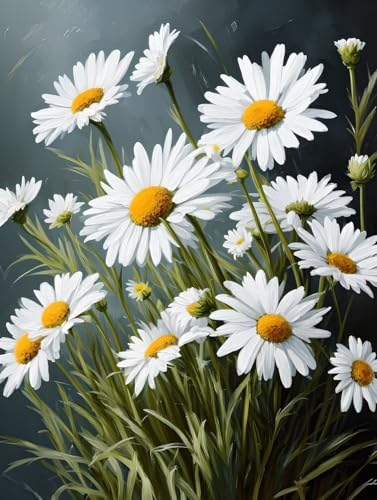 Diamond Painting Petite Marguerite Fleur Broderie Diamant Rond Kit Complet 40x50