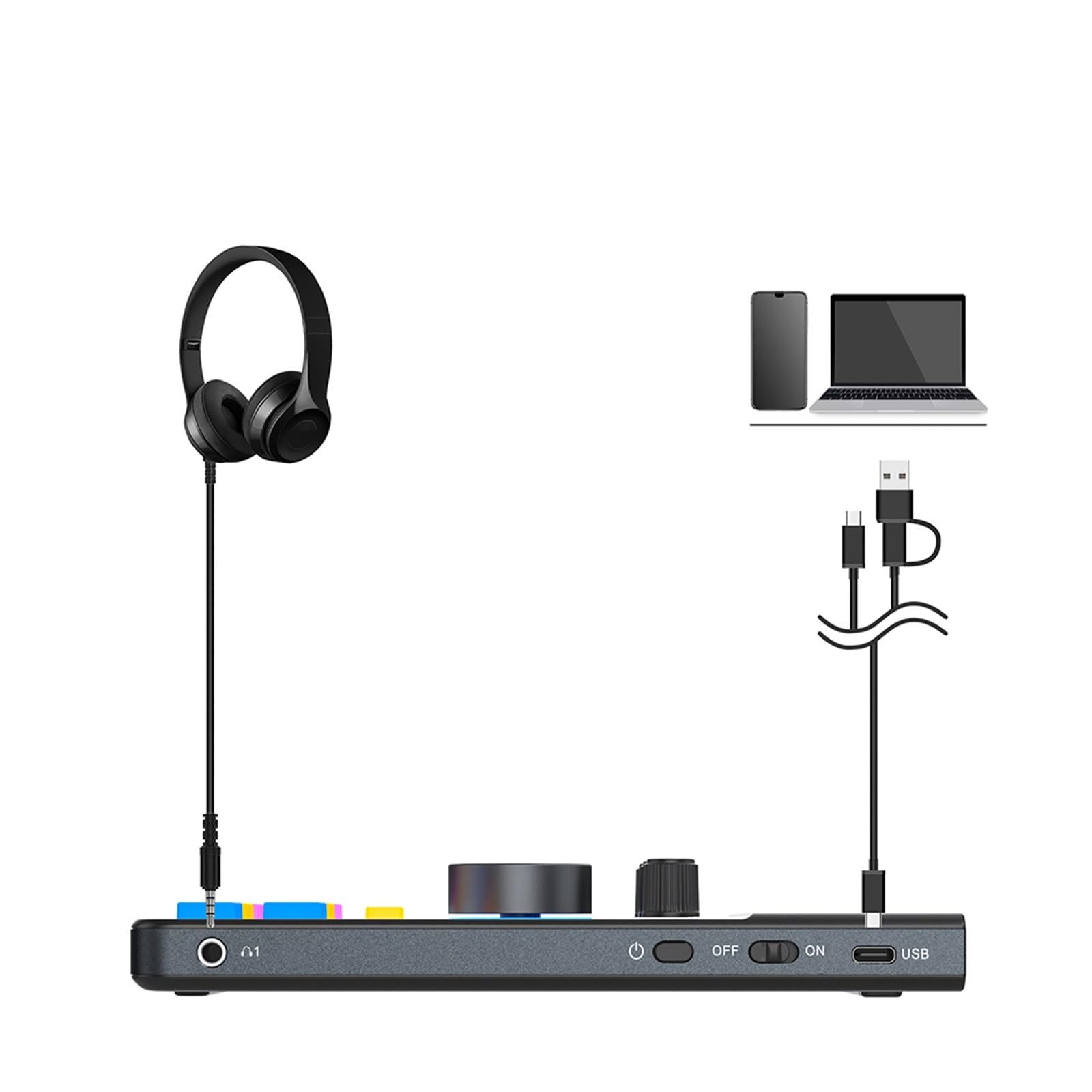 Kit de Carte Son AD avec changeur de Voix Interface USB Adaptateur Micro Externe mélangeur de Carte Son