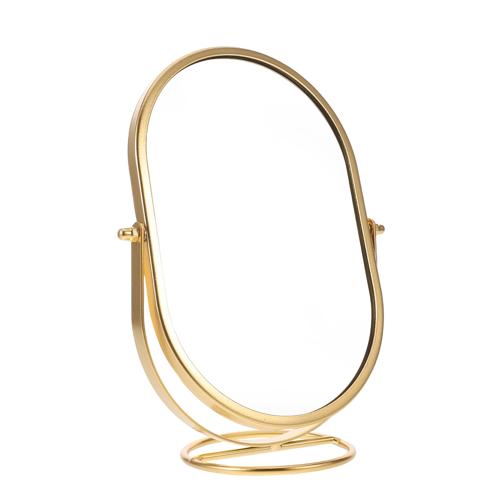Miroir de maquillage ovale sur pied stable résolvant le manque d'espace