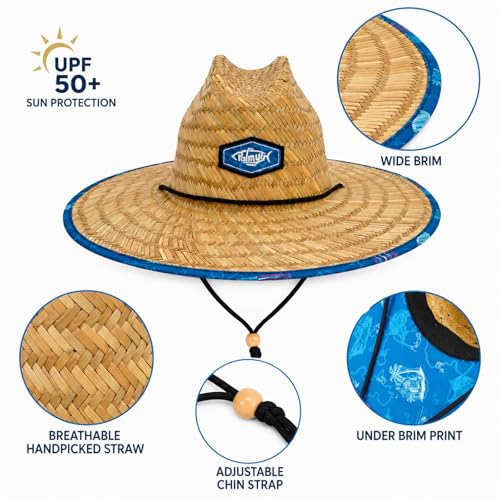 Image of Palmyth Straw Hat for Men & Women Sun Hats, Beach Hat, Fishing Hat Wide Brim UPF 50+ Sun Protection