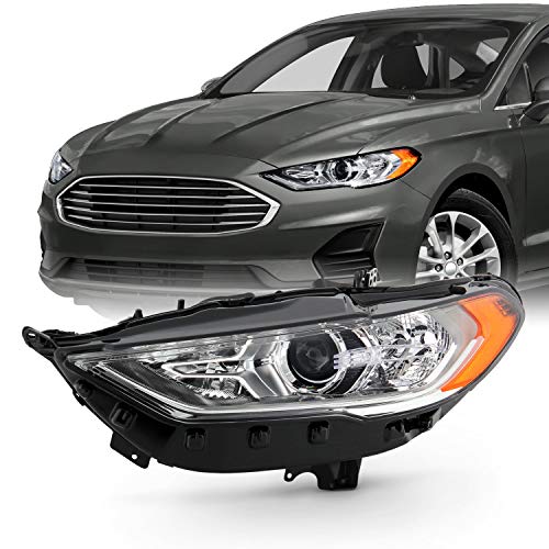 AKKON - Fits 2017-2020 Ford Fusion Sedan w/o LED DRL Model [Halogen Type] Projector Chrome Headlight Driver Left Side