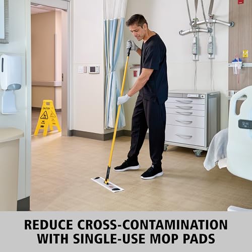 Image of Rubbermaid HYGEN Disposable Microfiber Pad 18 Quick Connect Mop System 50 Count (Pack of 3) with Scrubbing Stripes for Multi-Surface Dry & Wet Cleaning