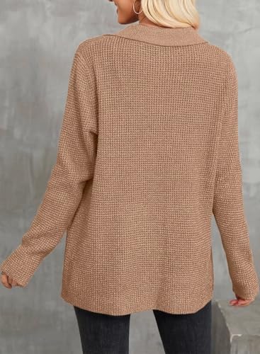 Astylish Women 2025 Fall Outfits Waffle Knit Sweater Shacket Jacket Casual Long Sleeve Button Down Shirts Dressy Blouse Tops3