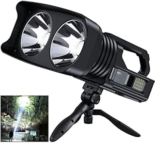 MIXILIN Rechargeable Spotlight, 100000 Lumens Handheld Hunting Flashlight Led Spot Light with Cob Light and Tripod, Lightweight and Super Bright Spotlight for Hunting Boating Camping