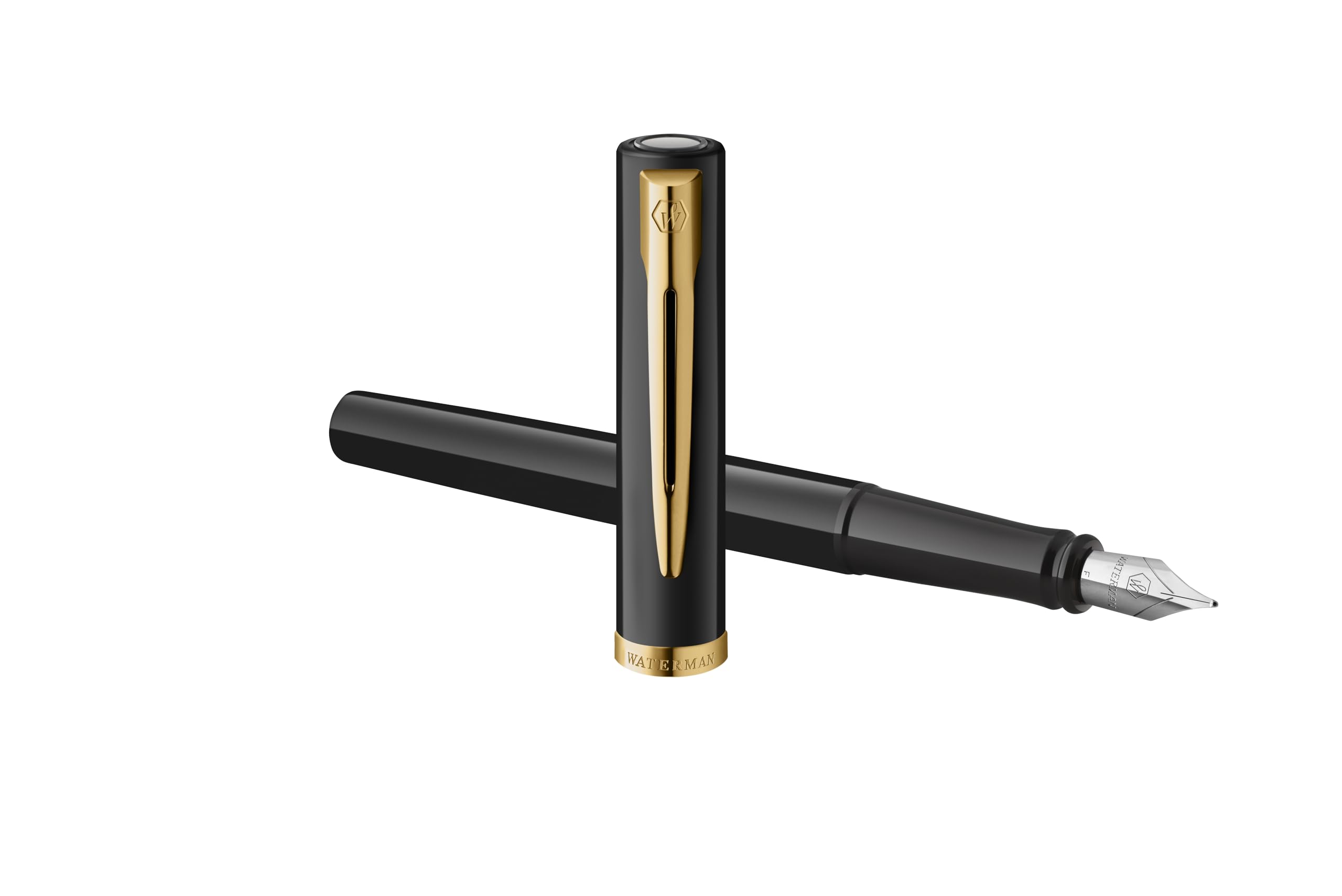 Waterman Impression - Stylo plume avec gravure - Personnalisable - Élégant stylo d'écriture - Cadeau pour hommes et femmes - Encre bleue (Black GT)
