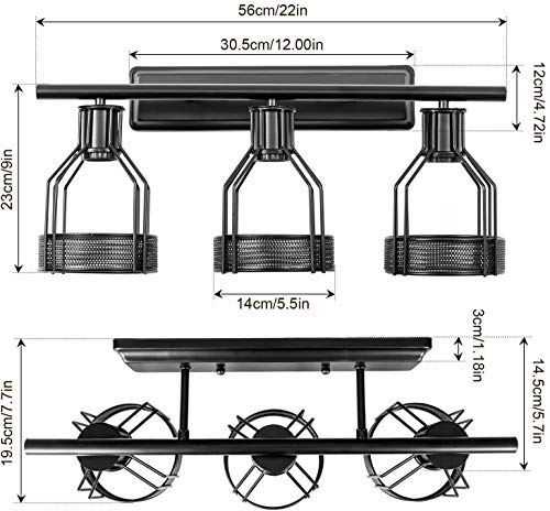 Gladfresit Industrial Bathroom Vanity Light Plug In 3 Lights Retro Cage Wall Sconce With Cord Metal Shade Vintage Wall Lights Fixtures For Indoor Home Dressing Table Mirror Cabinet (Bulb Not Included) #TOP1