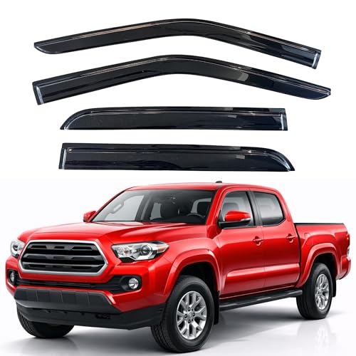 Image of KPY Rain Guards Fit for 2016-2023 Toyota Tacoma Double Cab, Out-Channel Window Visors Vent Wind Deflectors 4PC, Truck Accessories for 16-23 Tacoma Crew Cab (Full-Size Cabs Only)