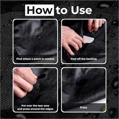 aZengear Repair Patches - Waterproof, Self-Adhesive, Tear-Cold-Heat-Resistant Nylon Polyester Fix Puffer Coats, Gear, Tents (11 Pieces, Solid Black)