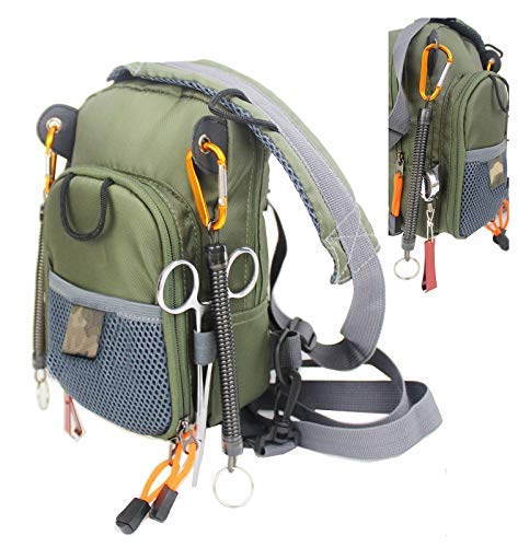 Kylebooker Small Fly Fishing Chest Pack Lightweight Tackle Storage Pouch Waist Bag (Army Green) #TOP6