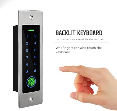 Biometric Fingerprint Access Control System with Backlit Keyboard | Touch Password Door Lock for Home, Office, Garage | 125KHz EM Card Reader | Waterproof IP66 | 10,000 User Capacity
