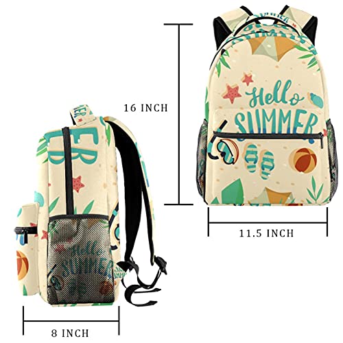 Sac à dos d'école Hello Summer en tissu sergé avec compartiment PC