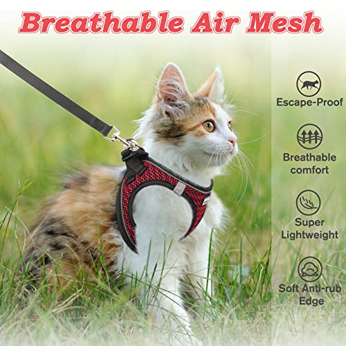 Cat Harness and Lead Set for Walking Escape Proof Adjustable Kitten Vest Harness Reflective Soft Mesh Puppy Vest for Outdoor Comfort Fit - Image 4