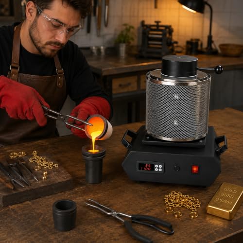 Horno eléctrico para fundir oro y plata en talleres artesanales con control digital 3