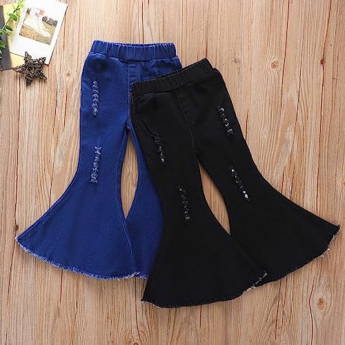 Suéter e calça jeans infantil infantil com boca de sino, estilo ocidental, apertado, elástico, para