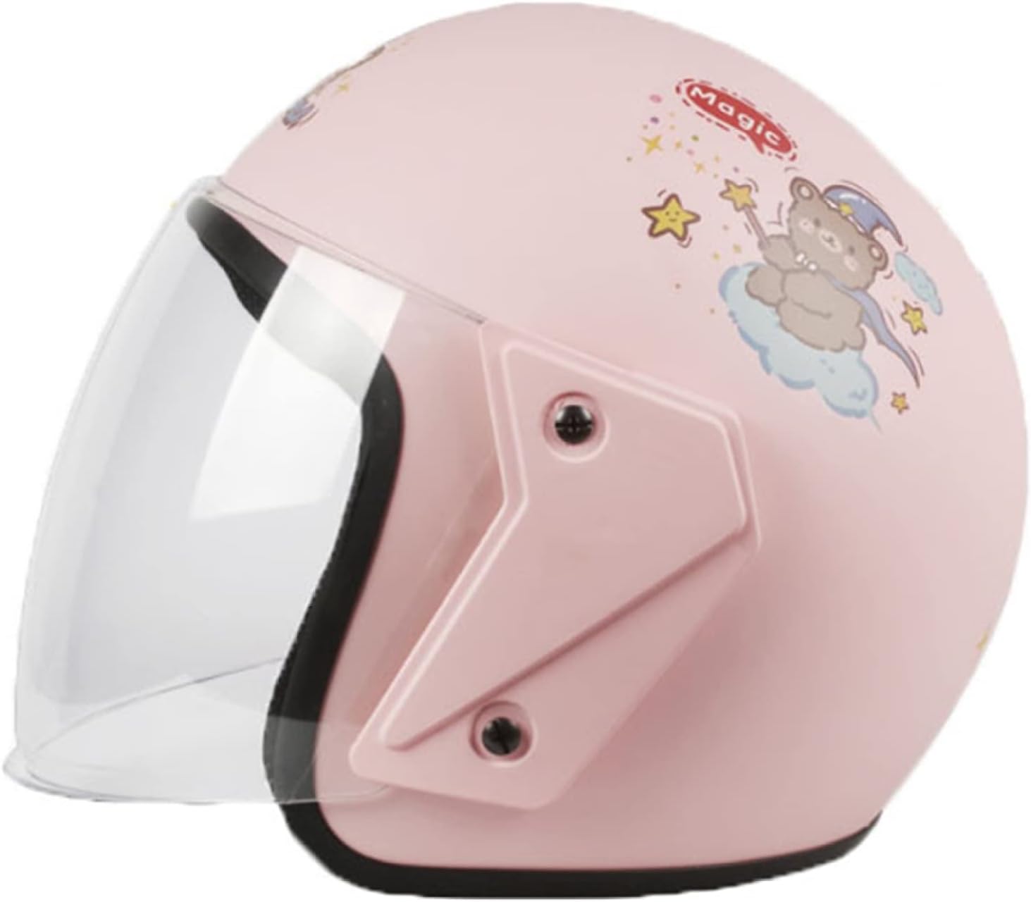 ヘルメット レディース かわいい メンズ バイク用 スクーター クマ柄 無地 猫耳付き 王冠付き おしゃれ クリアシールド 透明レンズ 防霧 四季通用 男女共用 ソフトインナー 軽い バッテリカー Abs素材