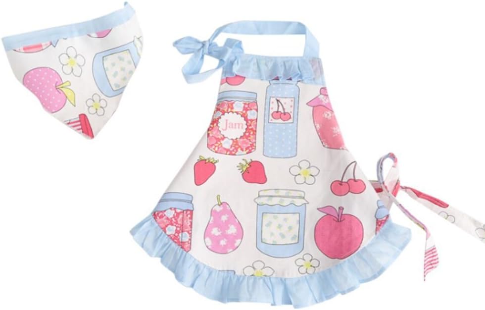 CRB Fashion Childrens Bakeware Chef Owl Girls Toddler Kids Apron with Matching Cute Headscarf Outfit Set
