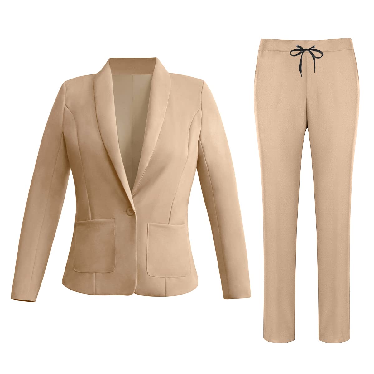 shownicer Tailleur Femme 2 Pièces Set Elegant Slim Fit Blazer Veste Formel Bureau Travail Pantalon Costumes Revers Manteau Ensemble
