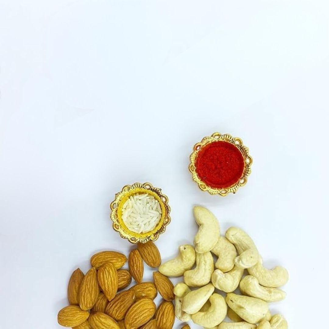 Premium Diwali Gift Hamper | 400g Assorted Dry Fruits - Cashew, Pistachio, Almond & Raisin | Includes Roli, Chawal & Moli | Diwali and Bhai Duj Gift Box for Brother & Bhaiya-Bhabhi 2