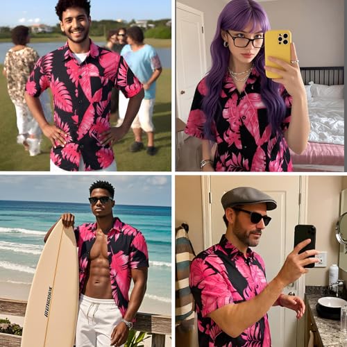 Image of Men's Hawaiian Shirts Short Sleeve Aloha Shirt for Men Casual Button Down Tropical Hawaii Floral Shirt Summer BeachParty
